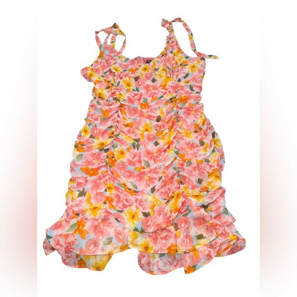 Lily Rose Pink and Orange Floral Summer Dress‎